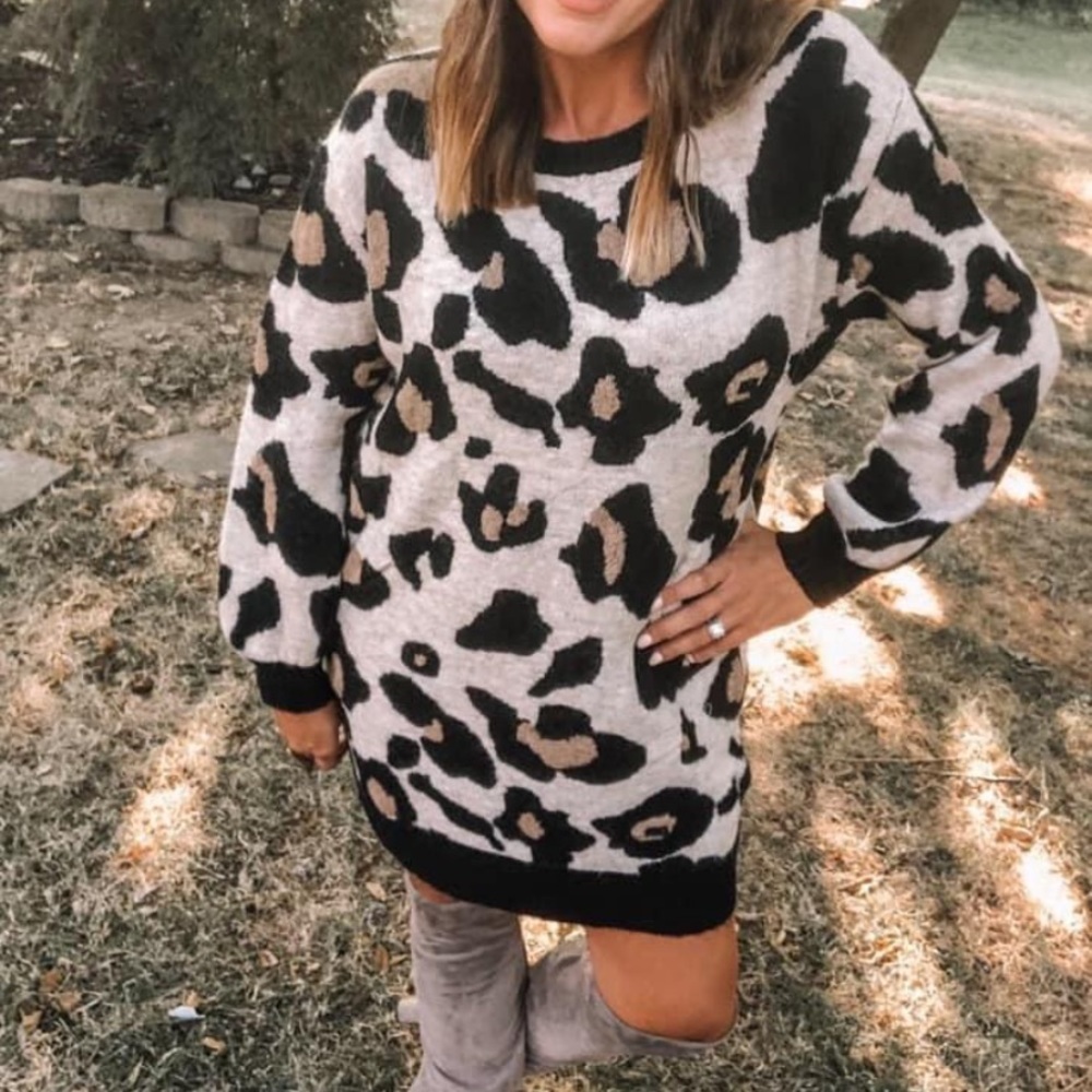 Cheetah Print Sweater Dress